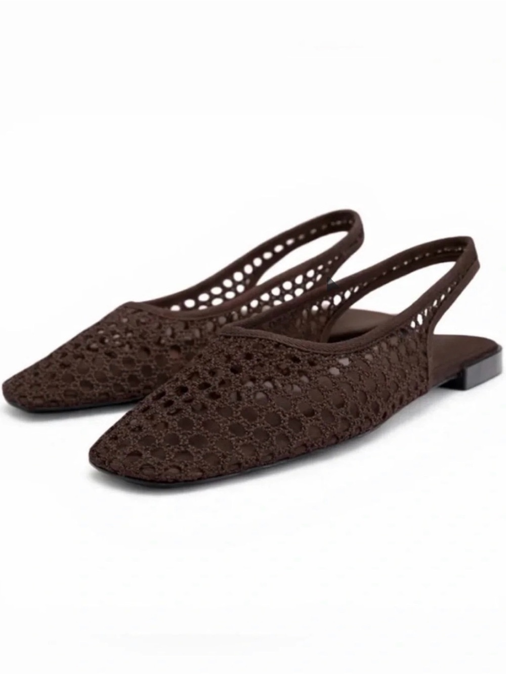 Zara Brown Crochet Slingback Flats